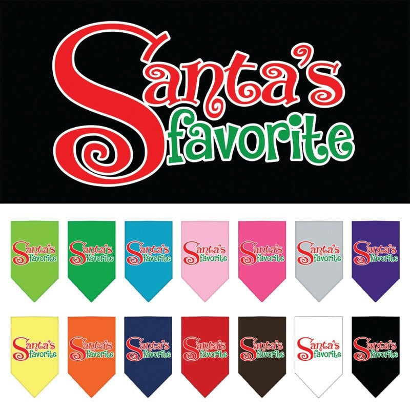 Bandana navideña para mascotas y perros serigrafiada con la frase "Santa's Favorite"