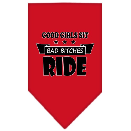 Bandana para mascotas y perros serigrafiada con la frase "Bitches Ride"