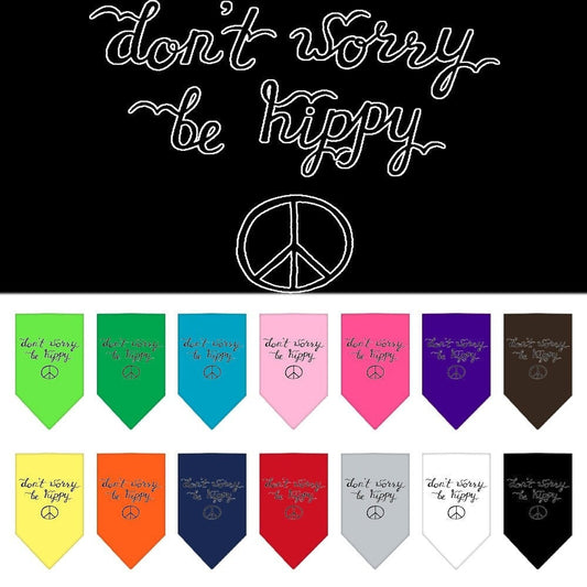 Bandana para mascotas y perros con serigrafía "Don't Worry, Be Hippy"