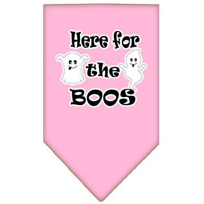 Bandana para perros y mascotas de Halloween serigrafiada con la frase "Here For The Boos"