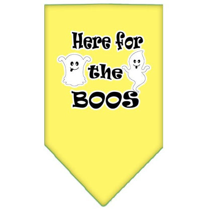 Bandana para perros y mascotas de Halloween serigrafiada con la frase "Here For The Boos"