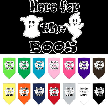 Bandana para perros y mascotas de Halloween serigrafiada con la frase "Here For The Boos"