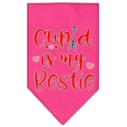 Bandana para mascotas y perros serigrafiada con la frase "Cupido es mi mejor amigo"