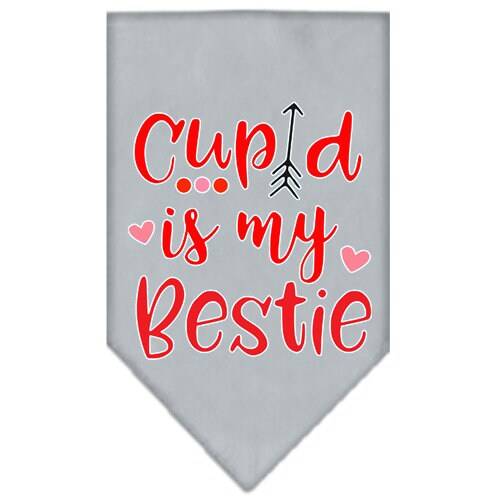 Bandana para mascotas y perros serigrafiada con la frase "Cupido es mi mejor amigo"