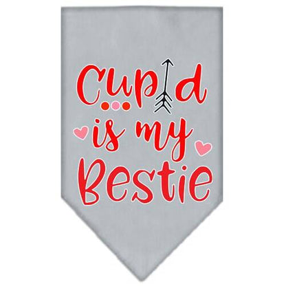 Bandana para mascotas y perros serigrafiada con la frase "Cupido es mi mejor amigo"