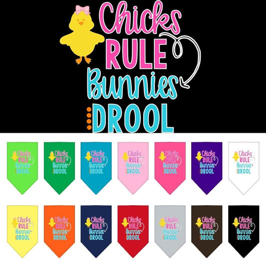 Pet and Dog Bandana Screen Printed, "Chicks Rule, Bunnies Drool"