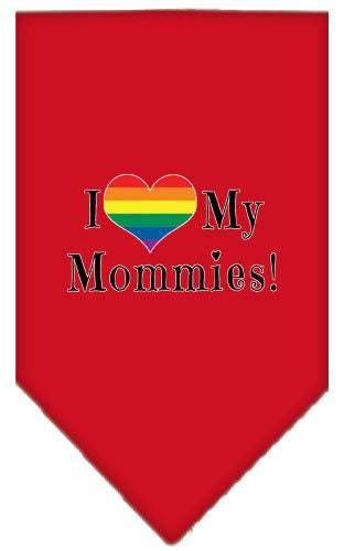 Pet and Dog Bandana Screen Printed, "I Heart My Mommies"