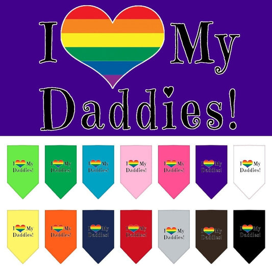 Bandana para mascotas y perros con serigrafía "I Heart My Daddies"