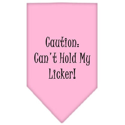 Pet and Dog Bandana Screen Printed, "Caution: Can't Hold My Licker"