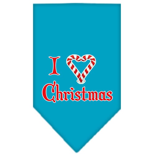 Bandana navideña para mascotas y perros serigrafiada con la frase "I Heart Christmas"