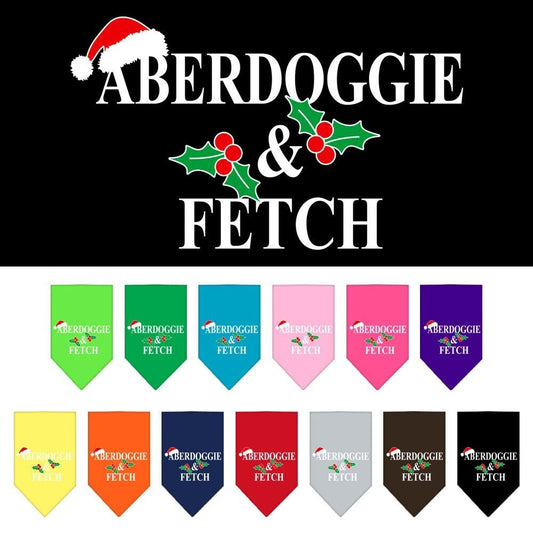 Bandana navideña para mascotas y perros serigrafiada con la frase "Aberdoggie Christmas"