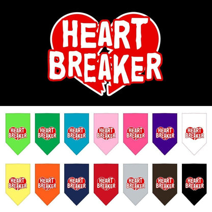 Bandana para mascotas y perros serigrafiada con la frase "Heart Breaker"