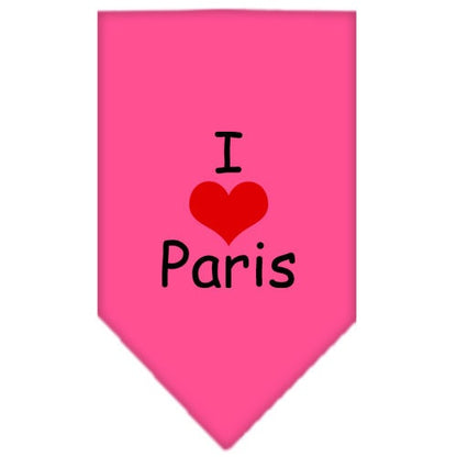 Bandana para mascotas y perros serigrafiada con la frase "I Love Paris"