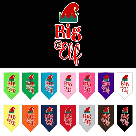 Bandana navideña para mascotas y perros serigrafiada, "Big Elf"