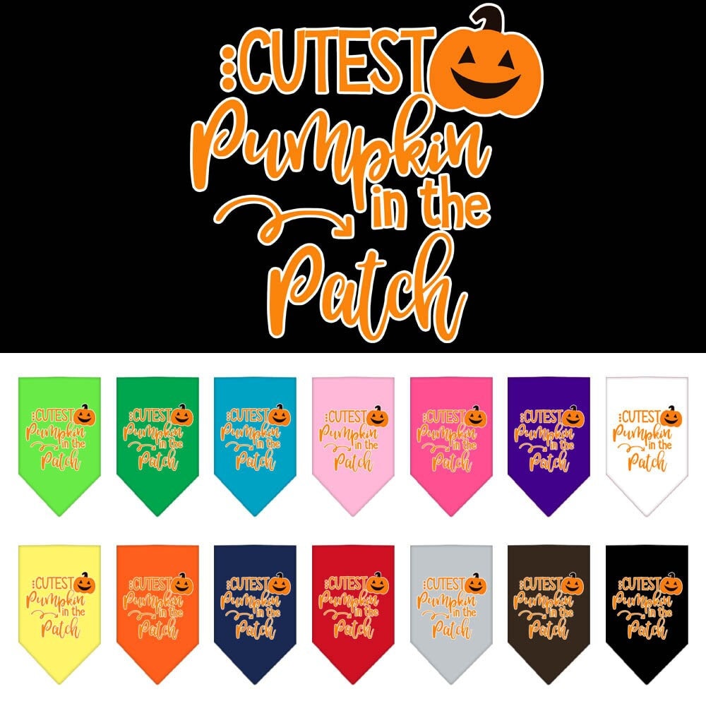 Bandana para perros y mascotas de Halloween serigrafiada con la frase "La calabaza más linda del huerto"