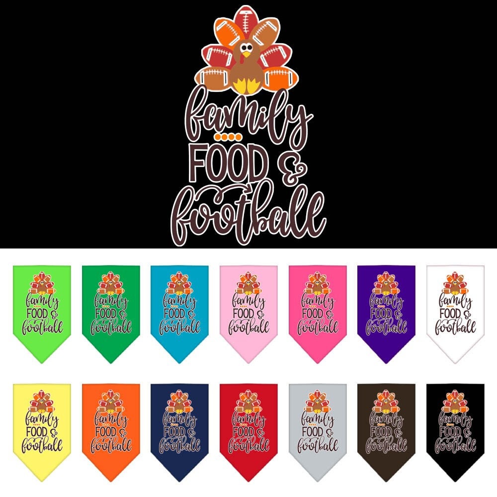 Bandana para mascotas y perros con serigrafía "Familia, comida y fútbol"