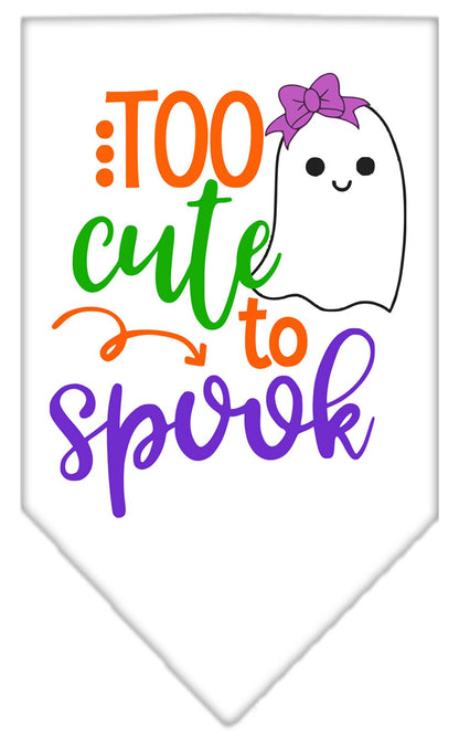 Bandana para perros y mascotas de Halloween serigrafiada con la frase "Too Cute To Spook - Girly Ghost"