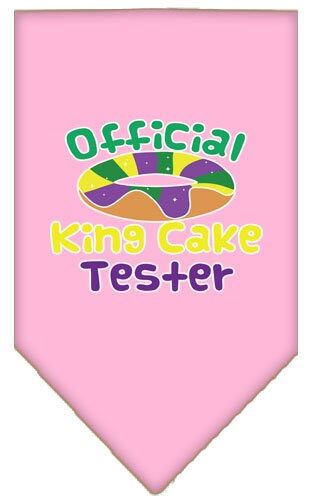 Bandana para mascotas y perros serigrafiada con el texto "King Cake Tester"