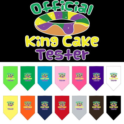 Bandana para mascotas y perros serigrafiada con el texto "King Cake Tester"