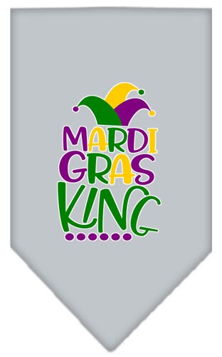 Bandana para mascotas y perros serigrafiada con la frase "Mardi Gras King"