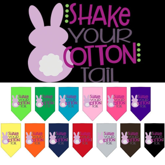 Bandana para mascotas y perros serigrafiada con el mensaje "Shake Your Cotton Tail"