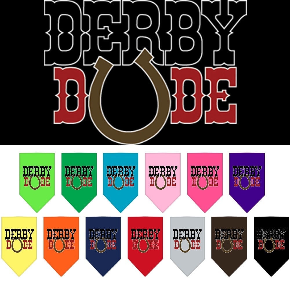 Bandana para mascotas y perros serigrafiada con la frase "Derby Dude"