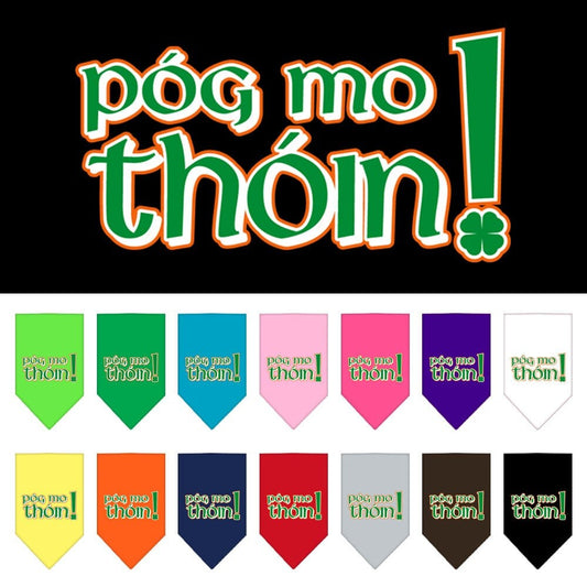 Bandana para mascotas y perros serigrafiada con la frase "Pog Mo Thoin"