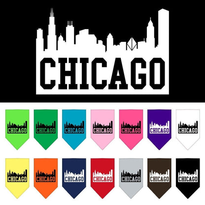 Bandana para mascotas y perros serigrafiada con el logo "Chicago Skyline"