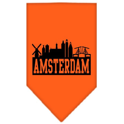 Bandana para mascotas y perros serigrafiada con el lema "Amsterdam Skyline"