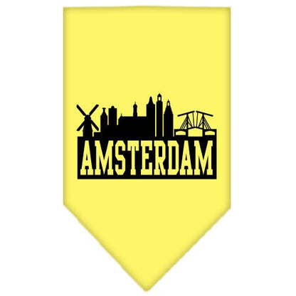 Bandana para mascotas y perros serigrafiada con el lema "Amsterdam Skyline"