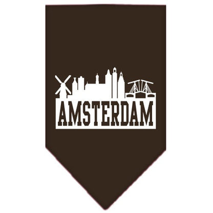 Bandana para mascotas y perros serigrafiada con el lema "Amsterdam Skyline"