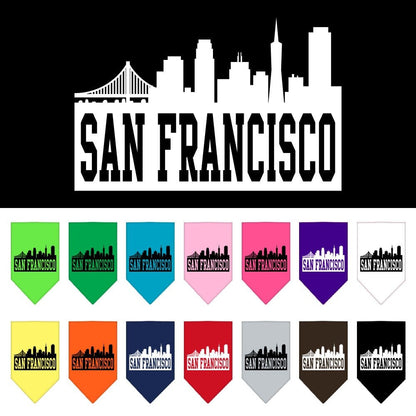 Bandana para mascotas y perros serigrafiada con el "horizonte de San Francisco"