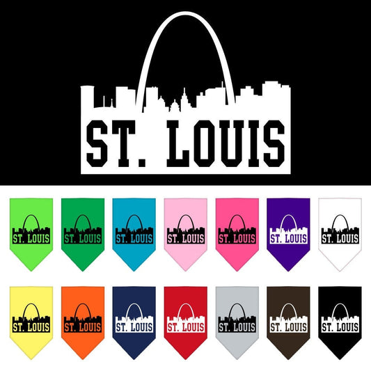 Bandana para mascotas y perros serigrafiada con el lema "St. Louis Skyline"