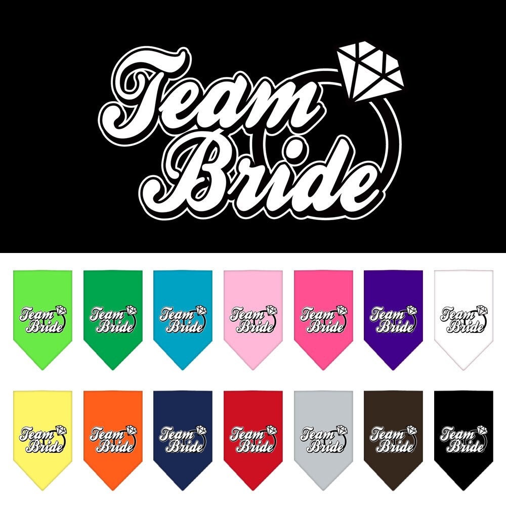 Bandana para mascotas y perros serigrafiada con la frase "Team Bride"