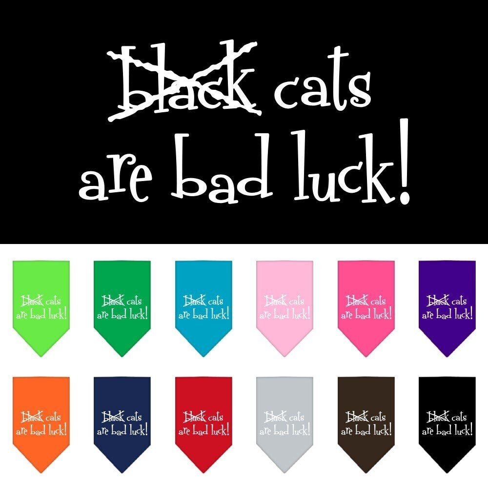 Halloween Pet and Dog Bandana Screen Printed, "Black Cats are Bad Luck"