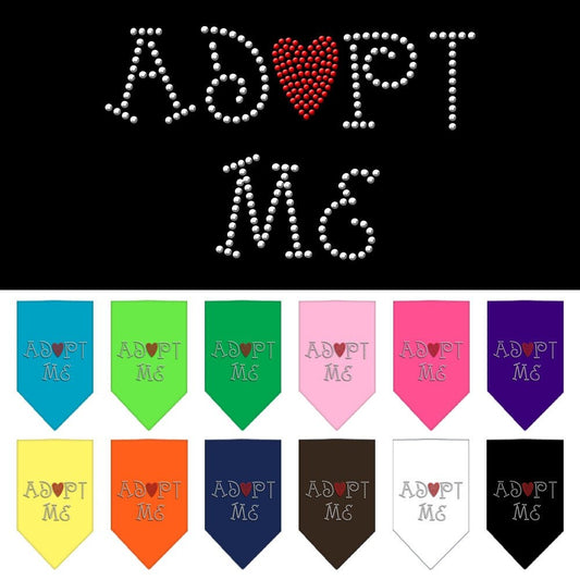 Bandana para mascotas y perros con diamantes de imitación, "Adopt Me"