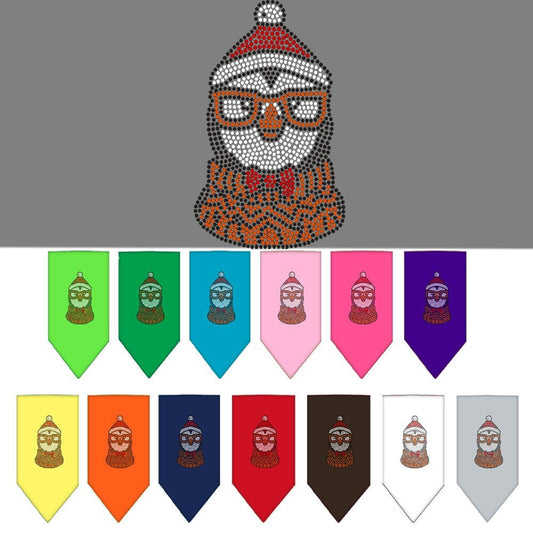 Bandana navideña con diamantes de imitación para mascotas y perros, "Pingüino hipster"