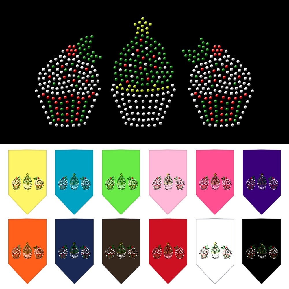 Christmas Pet and Dog Bandana Rhinestone, "Christmas Cupcakes"