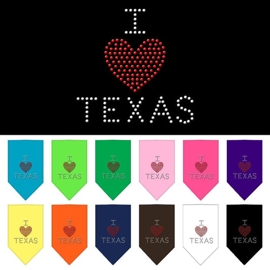 Bandana para mascotas y perros con diamantes de imitación, "I Heart Texas"