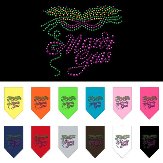 Bandana para mascotas y perros, con diamantes de imitación y la frase "Mardi Gras"