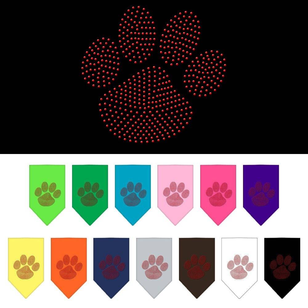 Bandana para mascotas y perros con diamantes de imitación, "Paw Red"