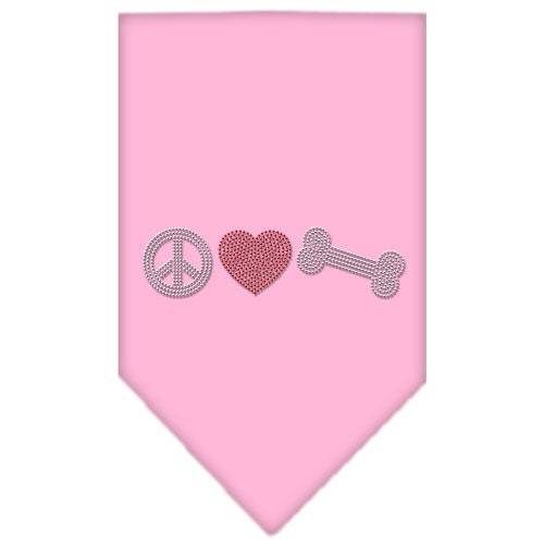 Bandana para mascotas y perros con diamantes de imitación, "Peace Love Bone"