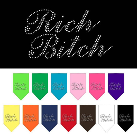 Bandana para mascotas y perros con diamantes de imitación, "Rich Bitch"