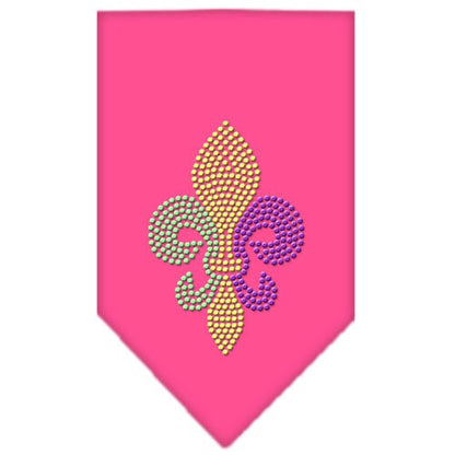 Bandana para mascotas y perros con diamantes de imitación, "Mardi Gras Fleur De Lis"