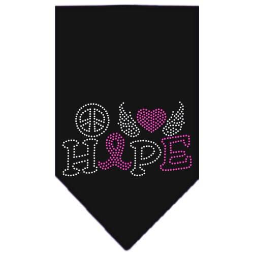 Bandana para mascotas y perros con diamantes de imitación, "Paz, amor, esperanza, cáncer de mama"