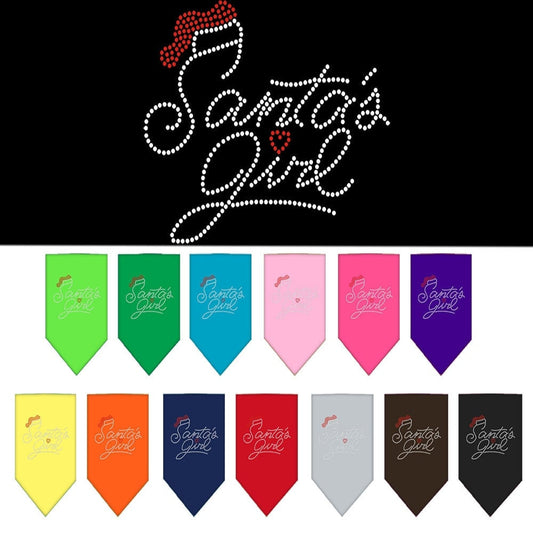 Bandana navideña con diamantes de imitación para mascotas y perros, "Santa's Girl"