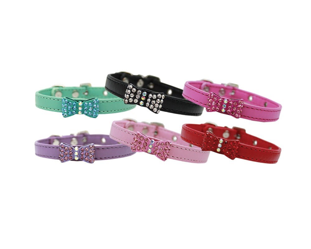 Dog, Puppy & Pet Fashion Collar, "Bow-Dacious Crystal"