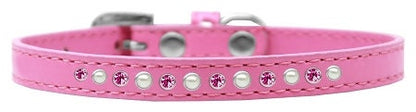 Collar de moda para perros, cachorros y mascotas, "Perla y cristales rosas"