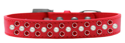 Collar de moda para perros, cachorros y mascotas, con adornos de perlas y cristales rojos