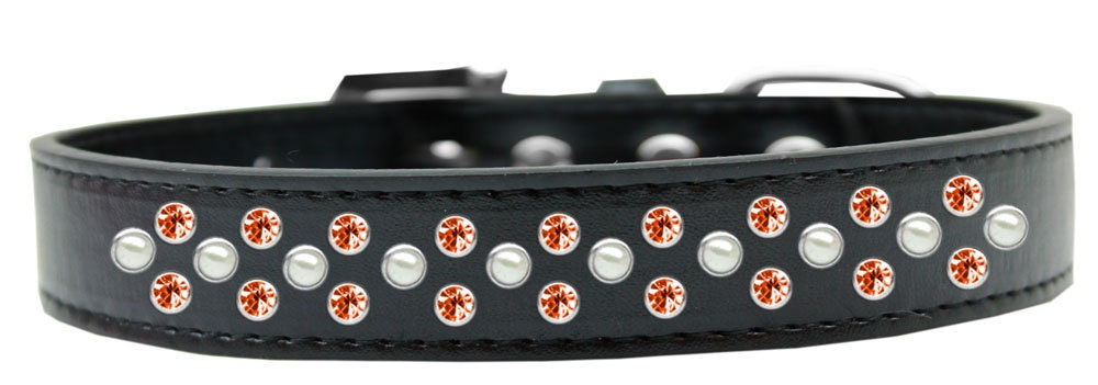 Dog, Puppy & Pet Fashion  Collar, "Pearl and Orange Crystal Rimsets Sprinkles"